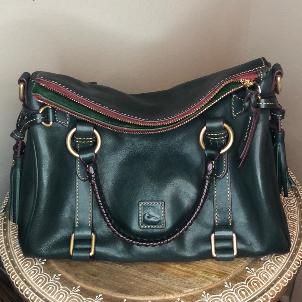 Rare Teal color Dooney & Bourke Florentine Leather Small Satchel